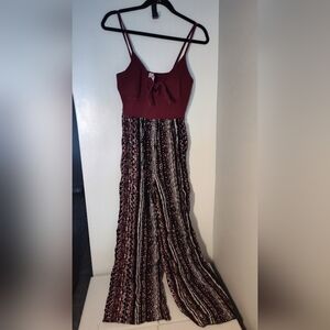 No Boundaries Burgundy and Black Jumpsuit